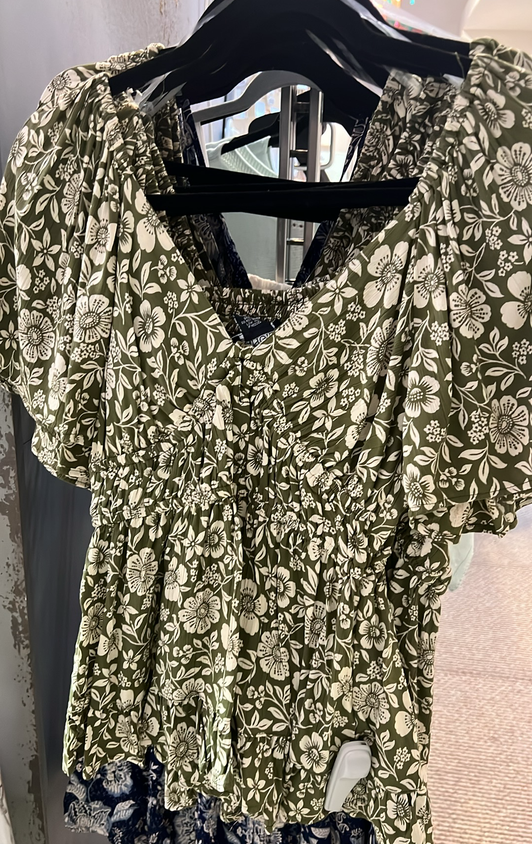 Olive Floral Top