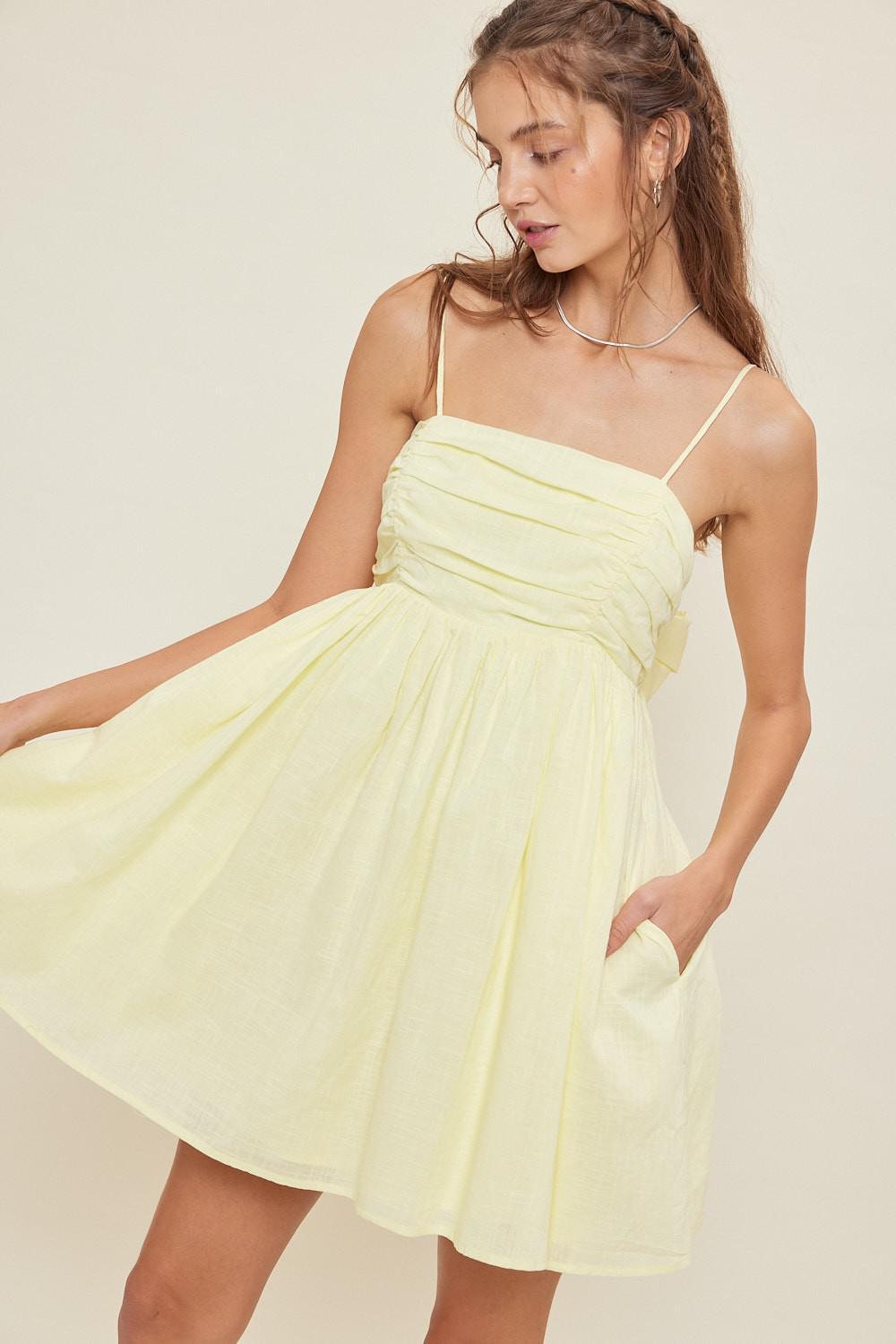 Lemon Ruffle Mini Dress