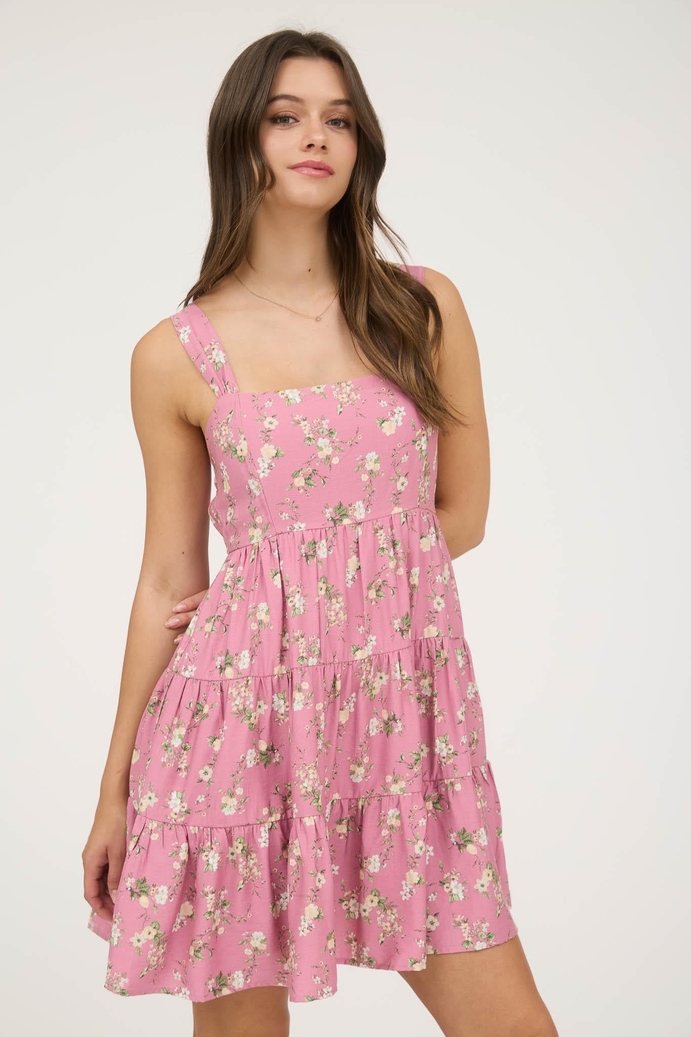 Floral Sleeveless Tiered Mini Dress