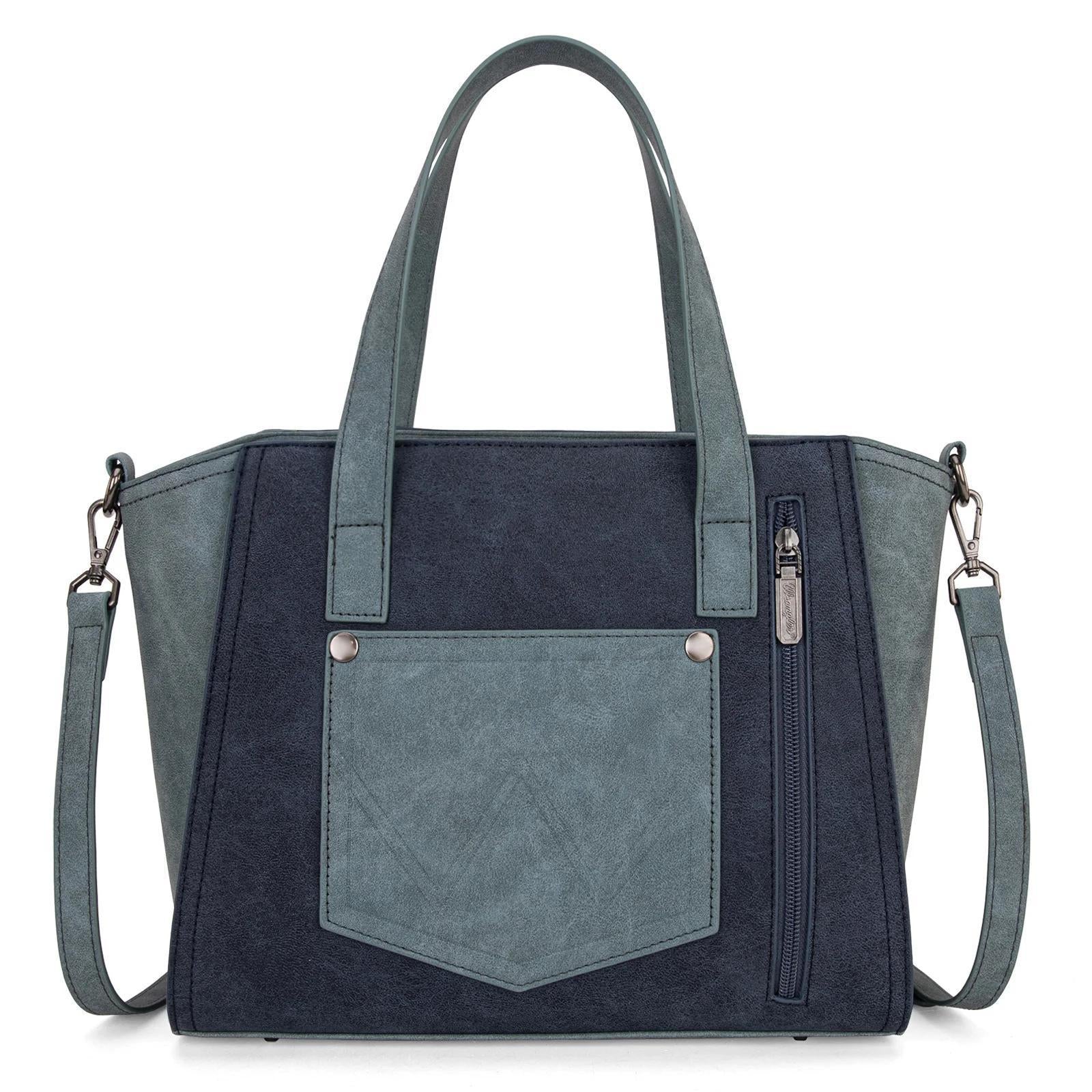 Wrangler "W" Stitch Two Tone Tote/Crossbody - Navy