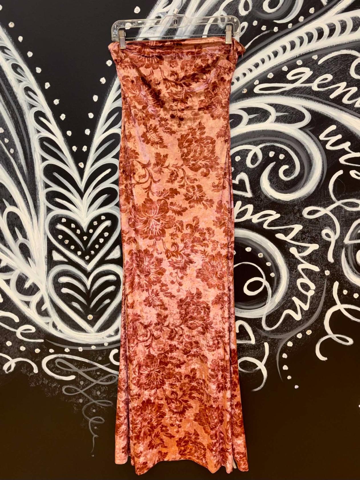 Velvet Print Bandeau Maxi Dress