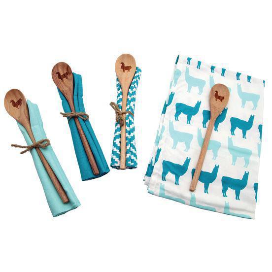 Llama Dish Towel And Spoon Set