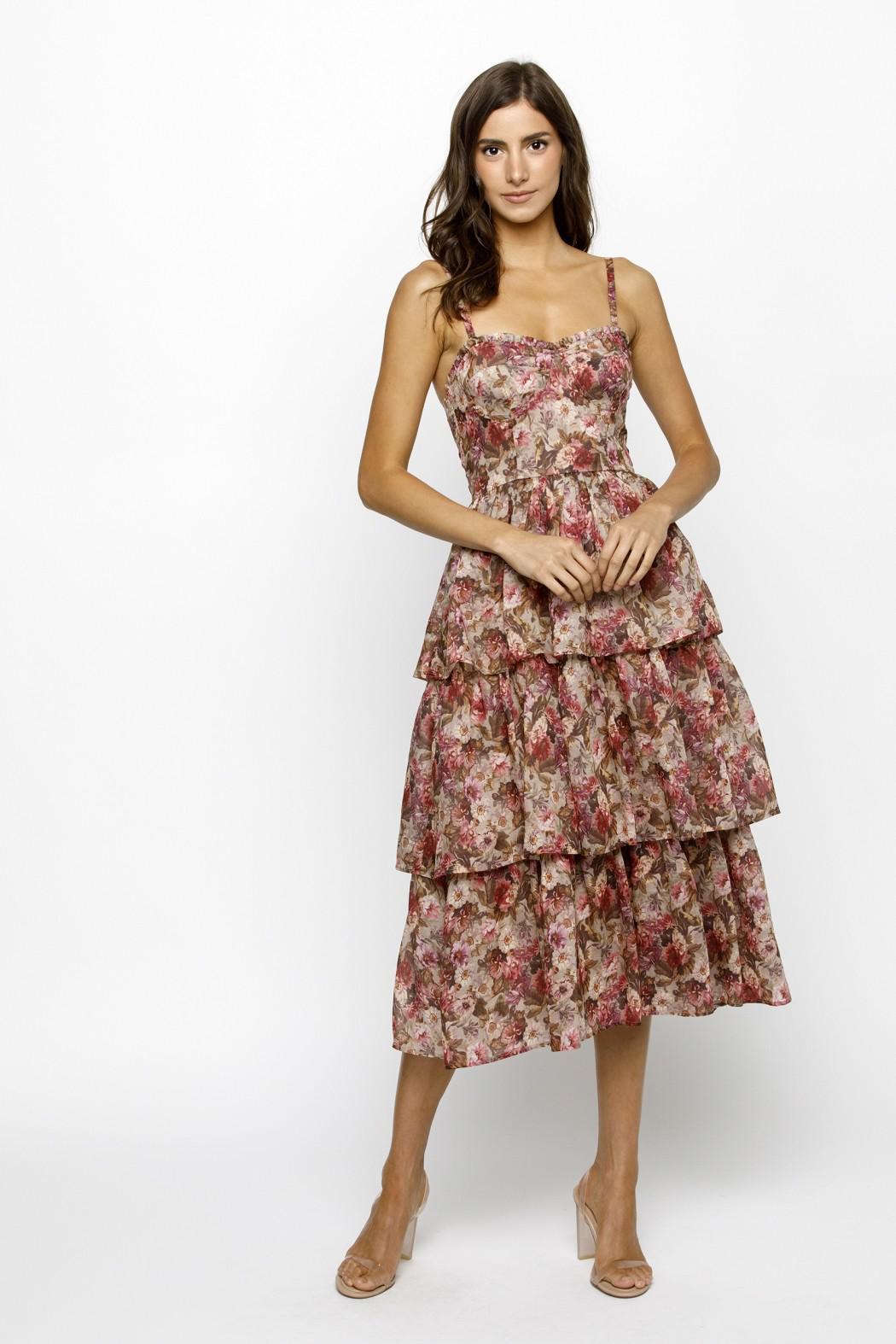 Floral Organza Midi Dress