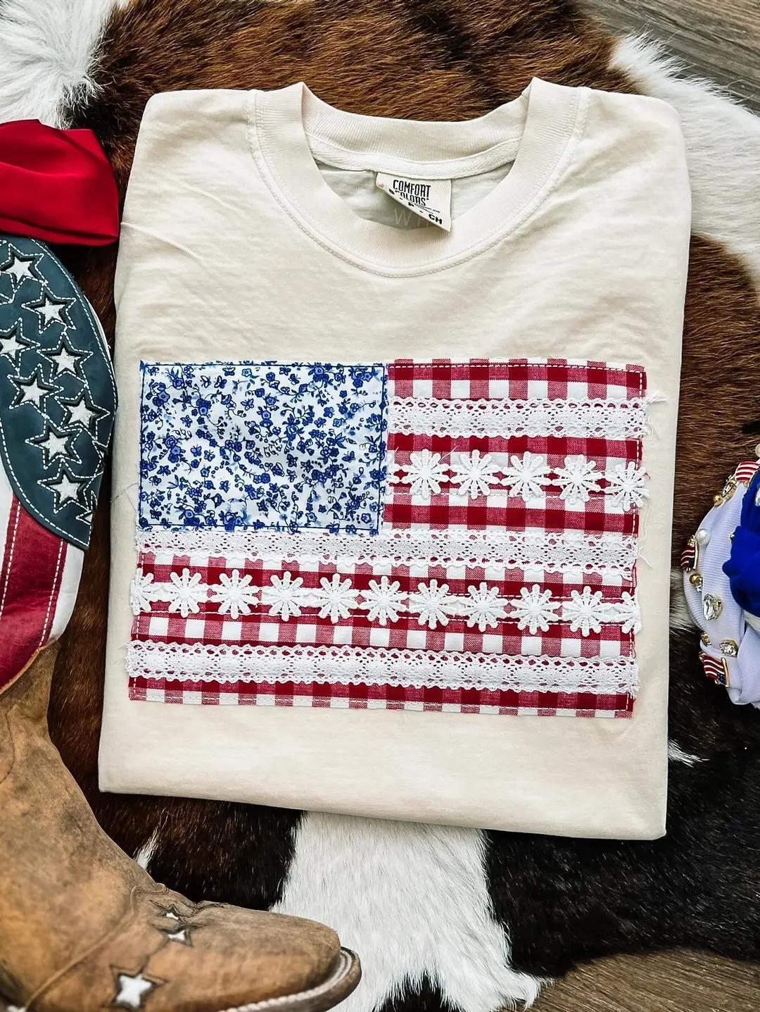 American Flag Daisy Tee