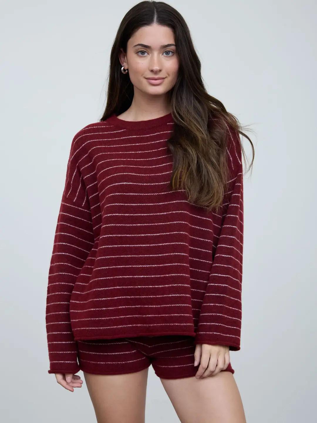Burgundy Stripe Set