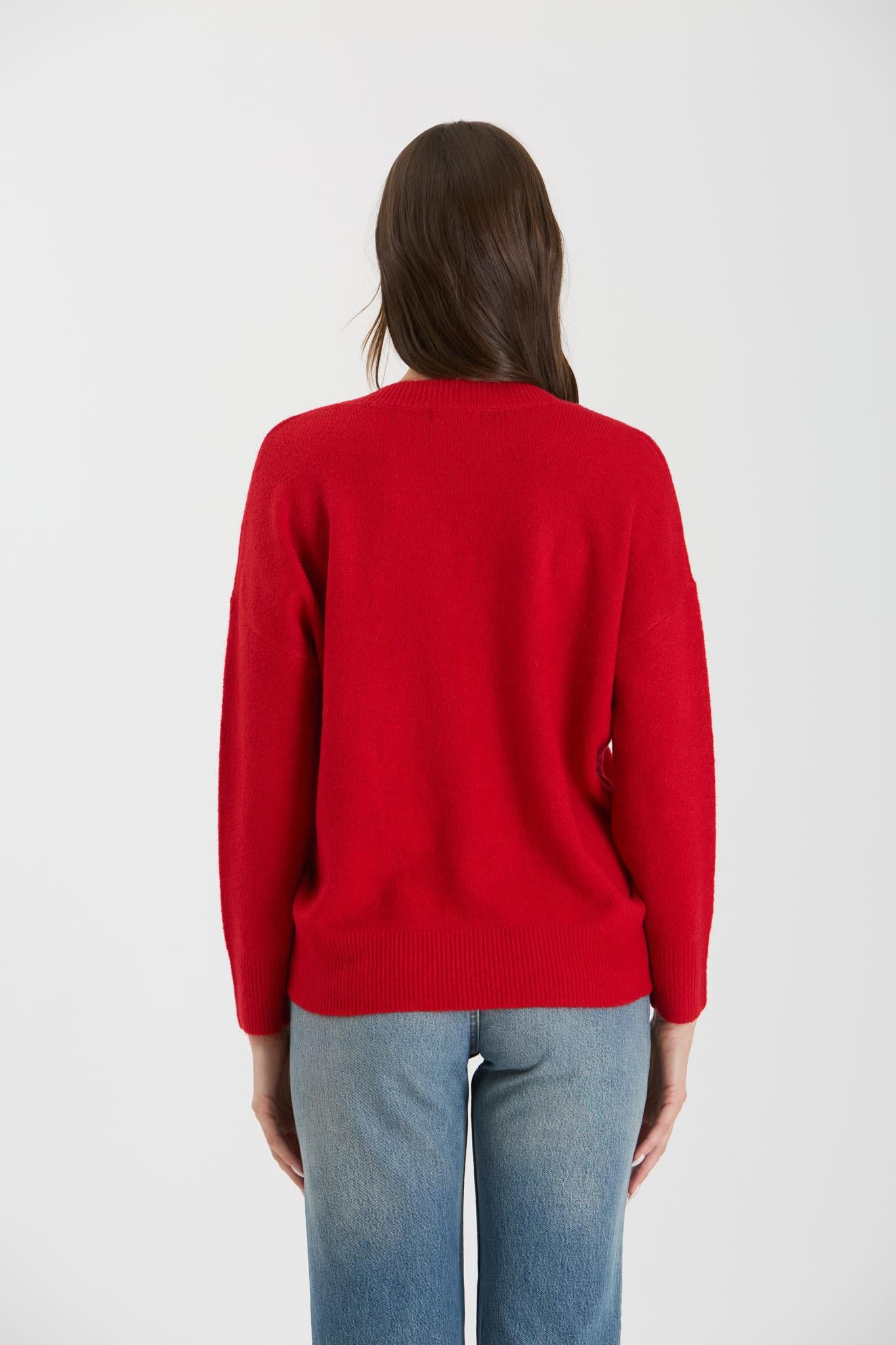 Red V-Neck Knit