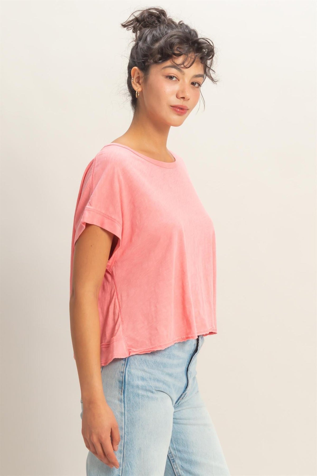 Acid Washed Cross Detail Open Back Top