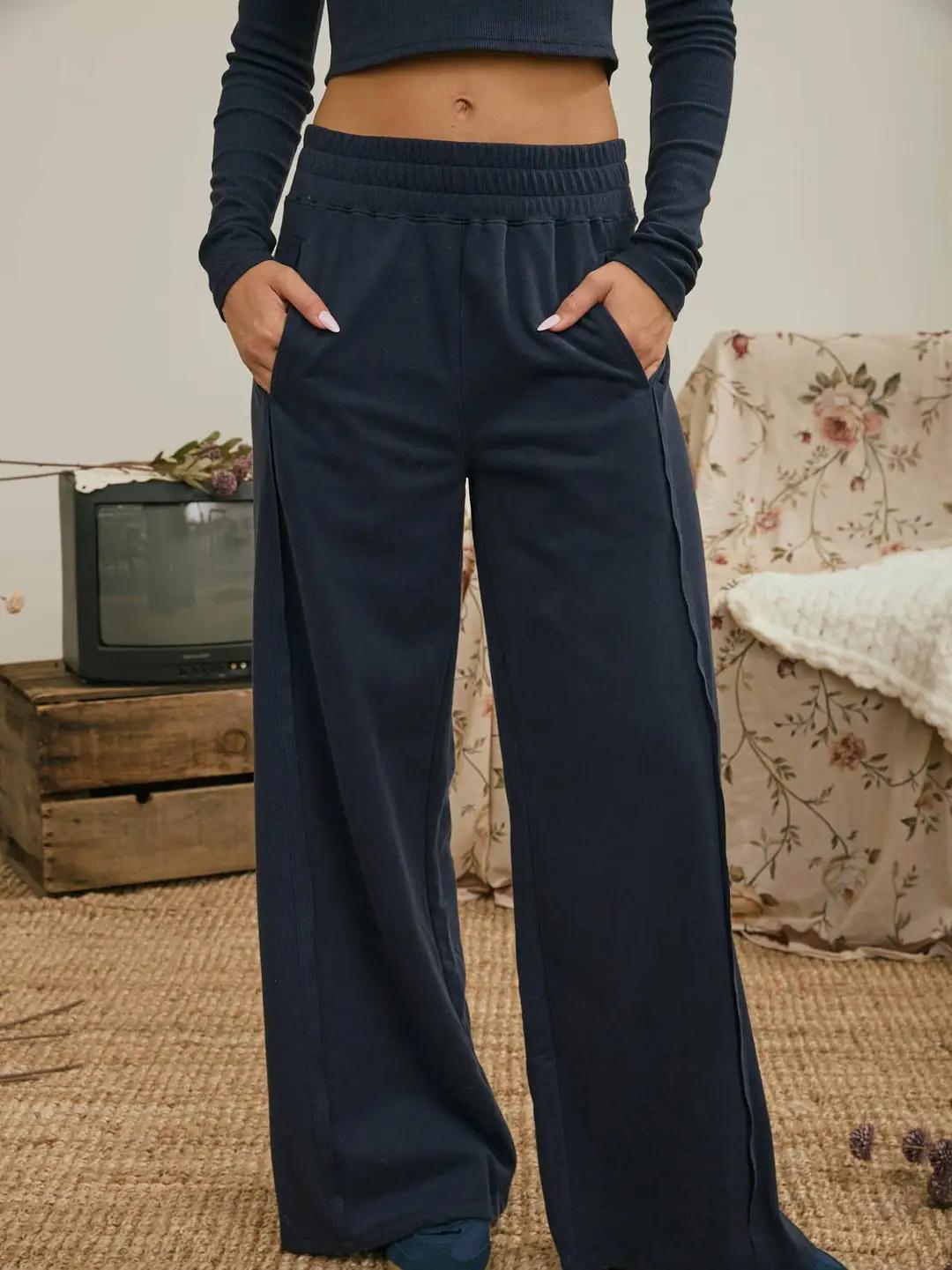 Elastic Waist Side Panel Knit Lounge Pants