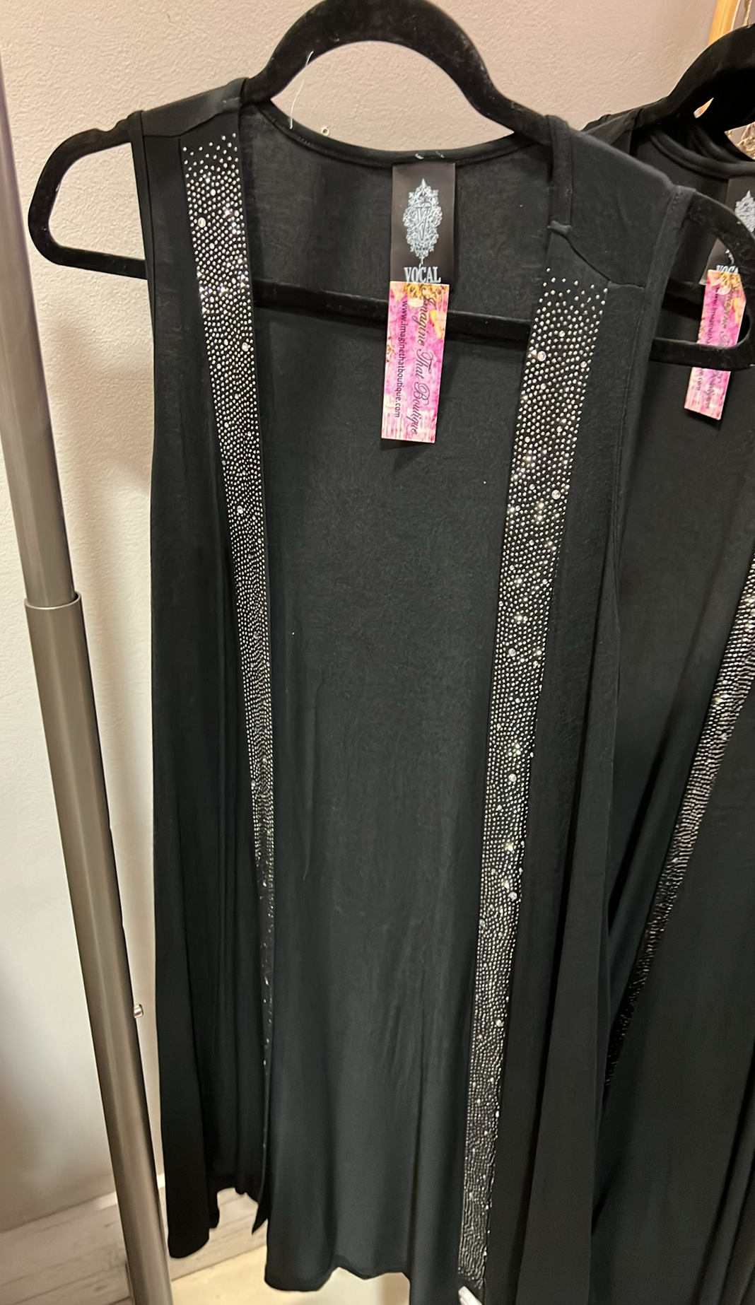Rhinestone Lined Long Vest