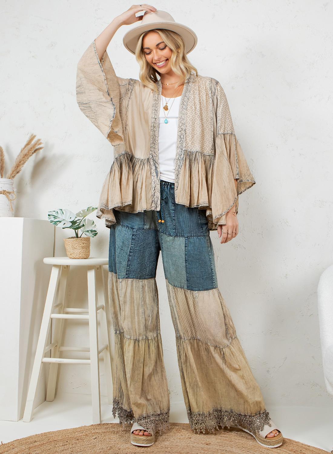 Latte Elegant Kimono Frill Shrug