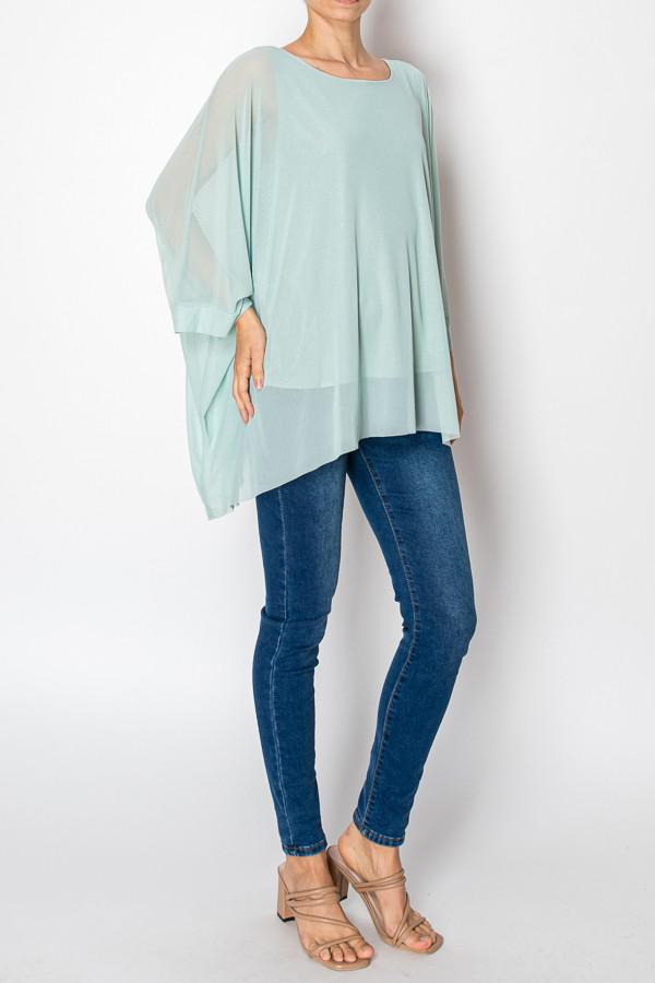 Sage Chiffon Tunic Sparkly Top