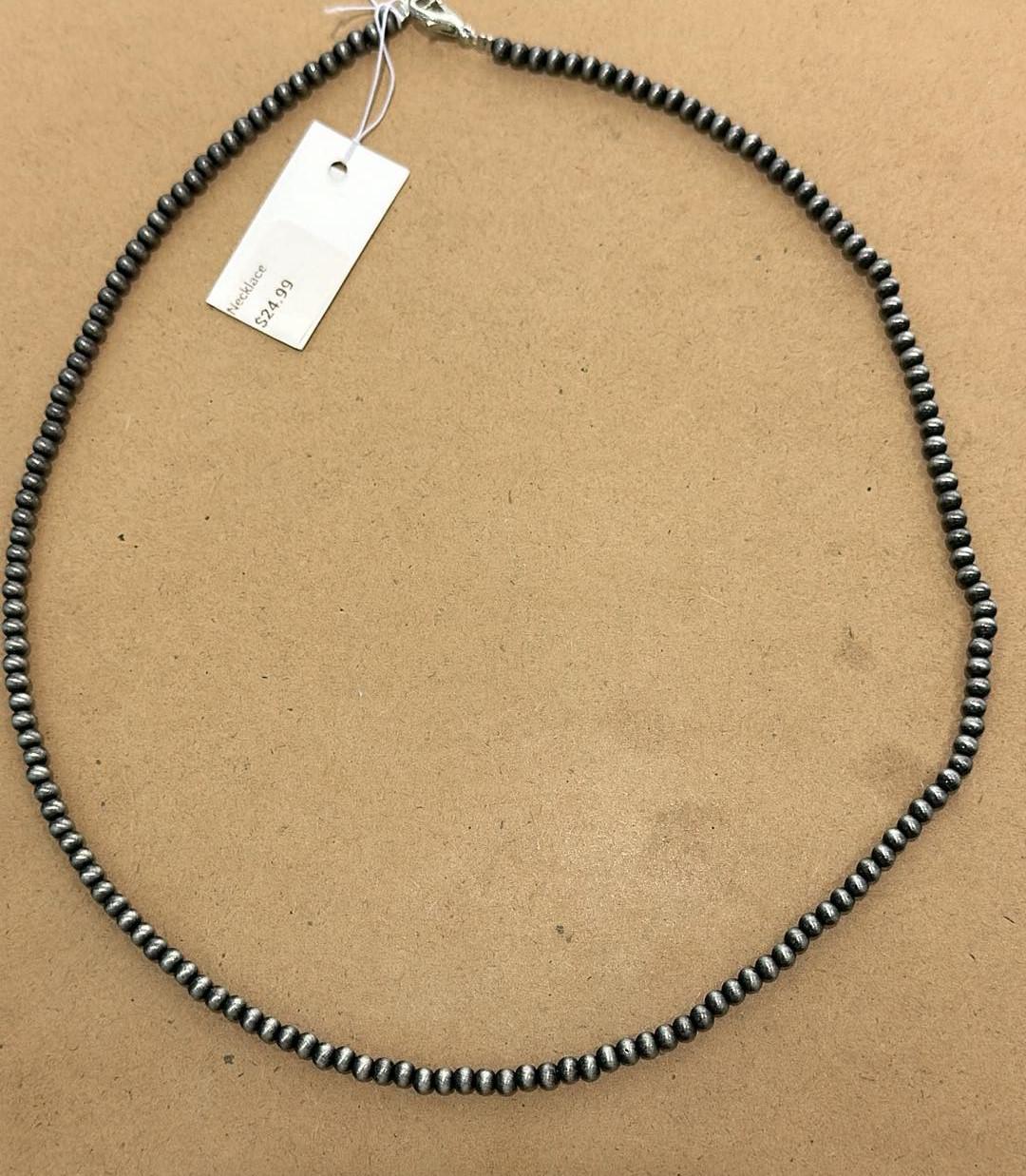 Grey Metallic Beaded Necklace