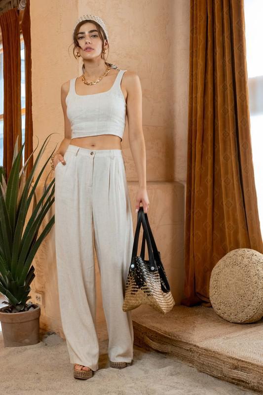 Oatmeal Pleated Pants