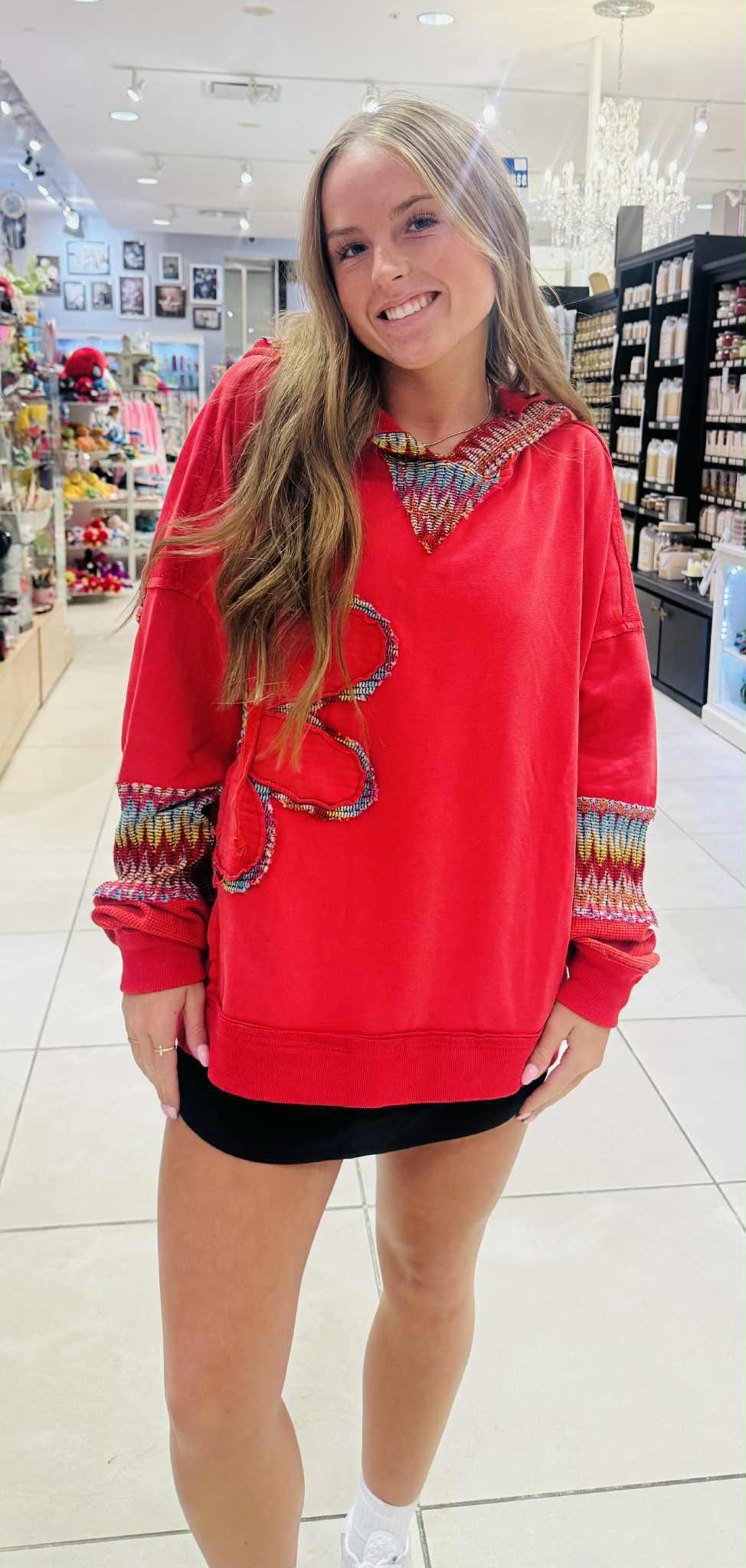 Daisy Front Patch Poppy Red Sweatshirt