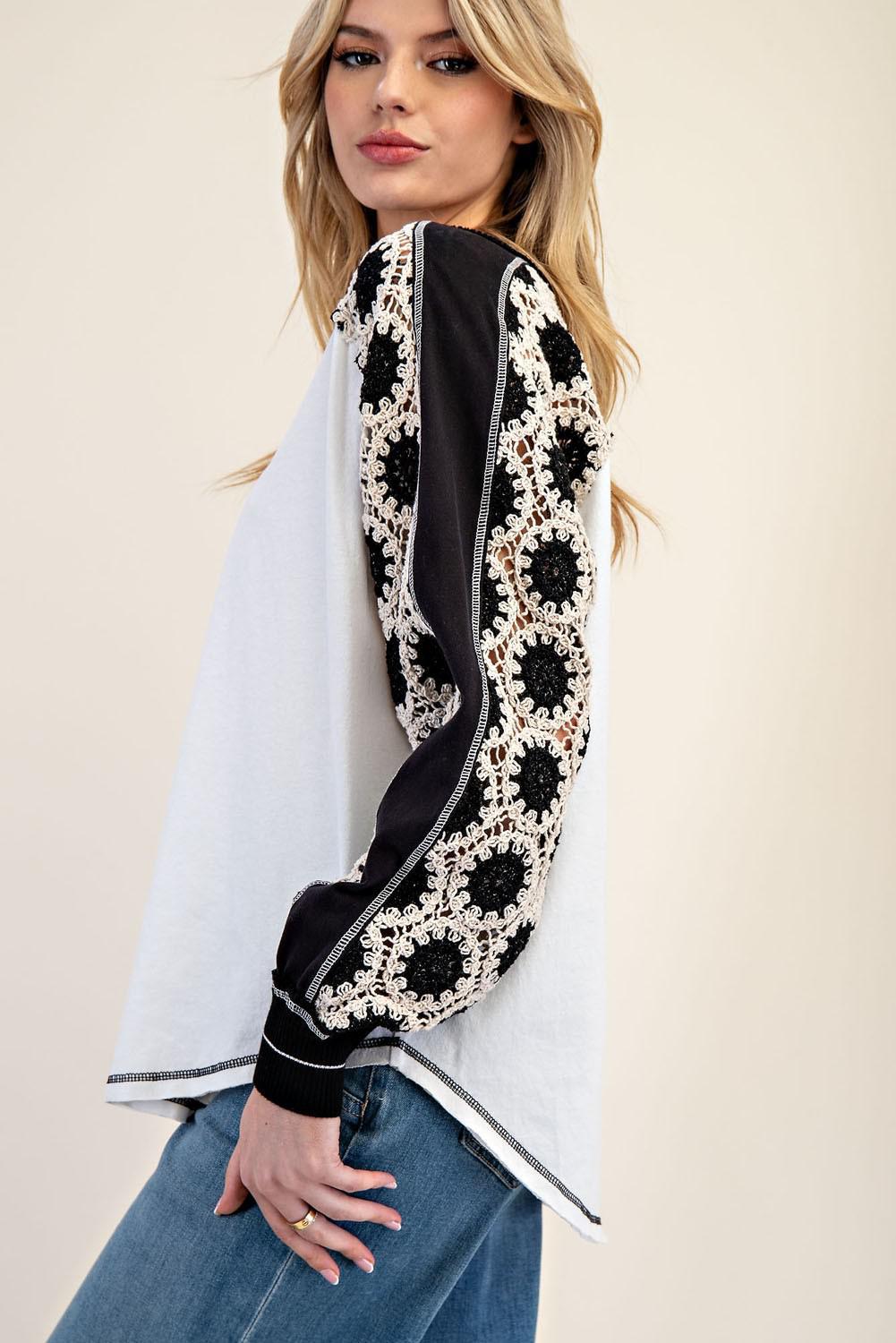 Embroidered Raglan Sleeve Top