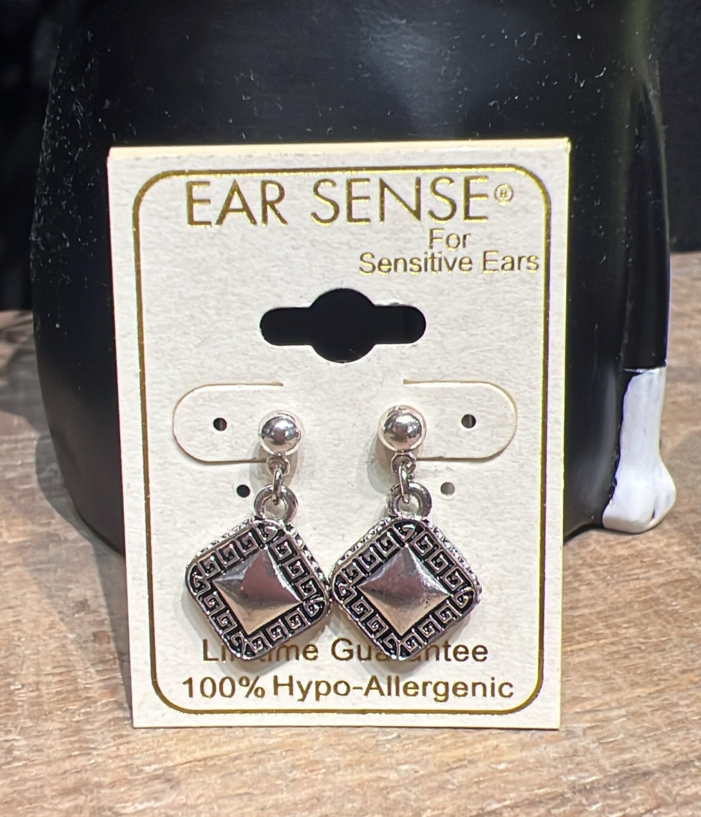 Silver Diamond Dangle Earrings