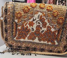 Gold Flame Embellished Shoulder Bag