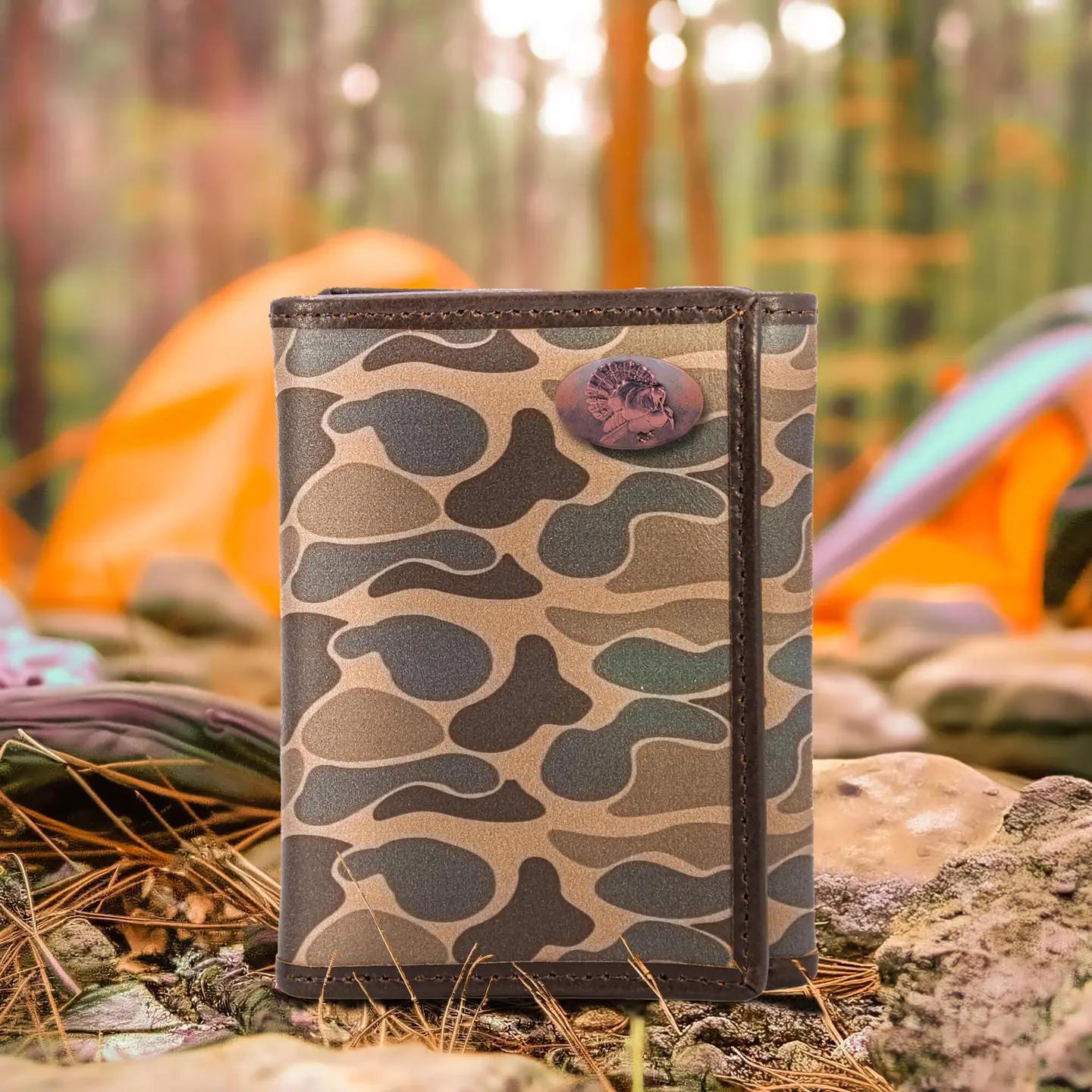 Men's Trifold Old School Camo Leather Wallet