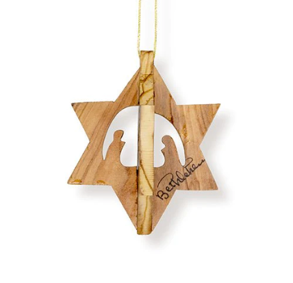 3D Star of David with Nativity Cutout Ornament