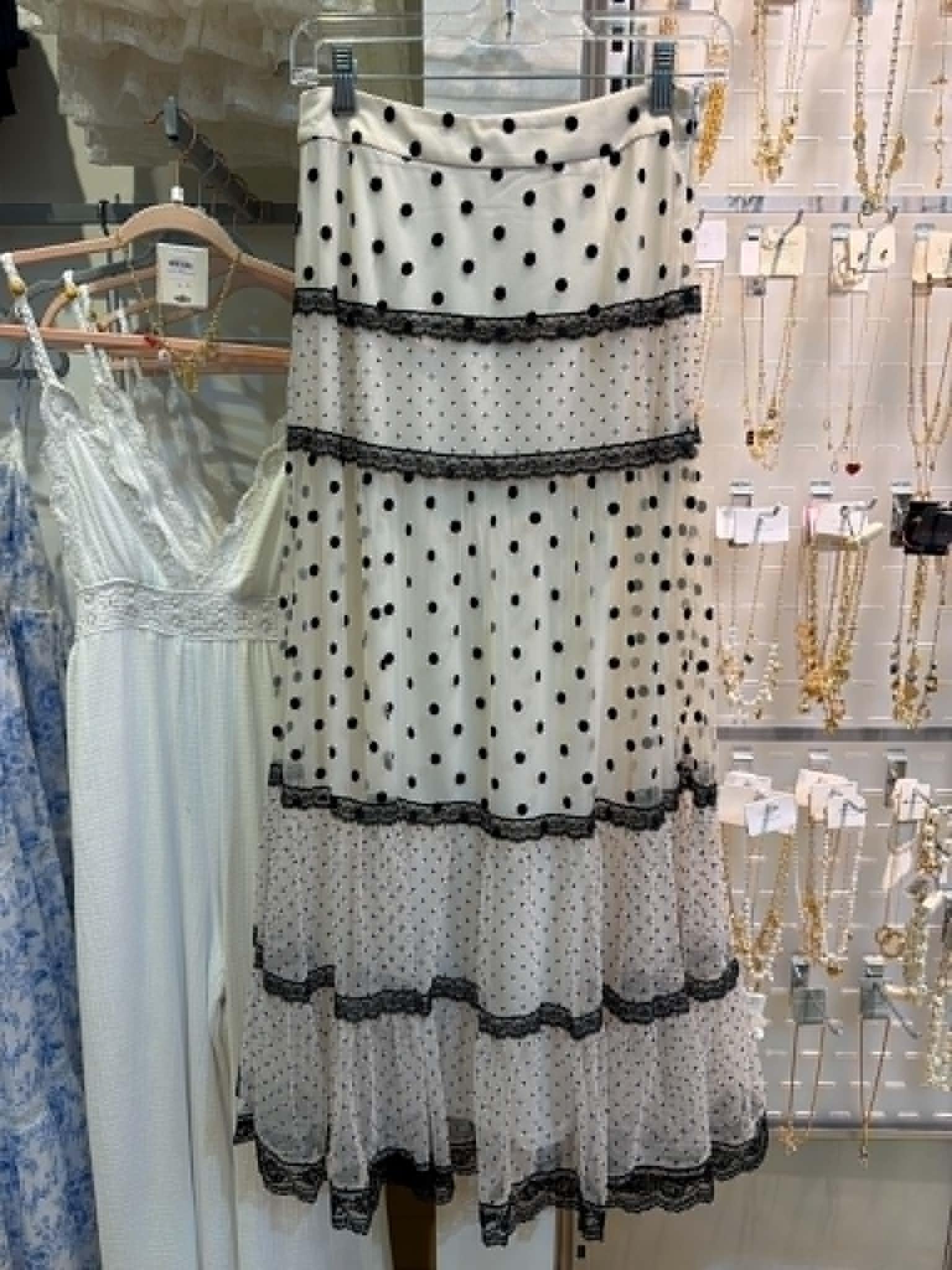 Lace Mixed Polka-Dot Maxi Skirt