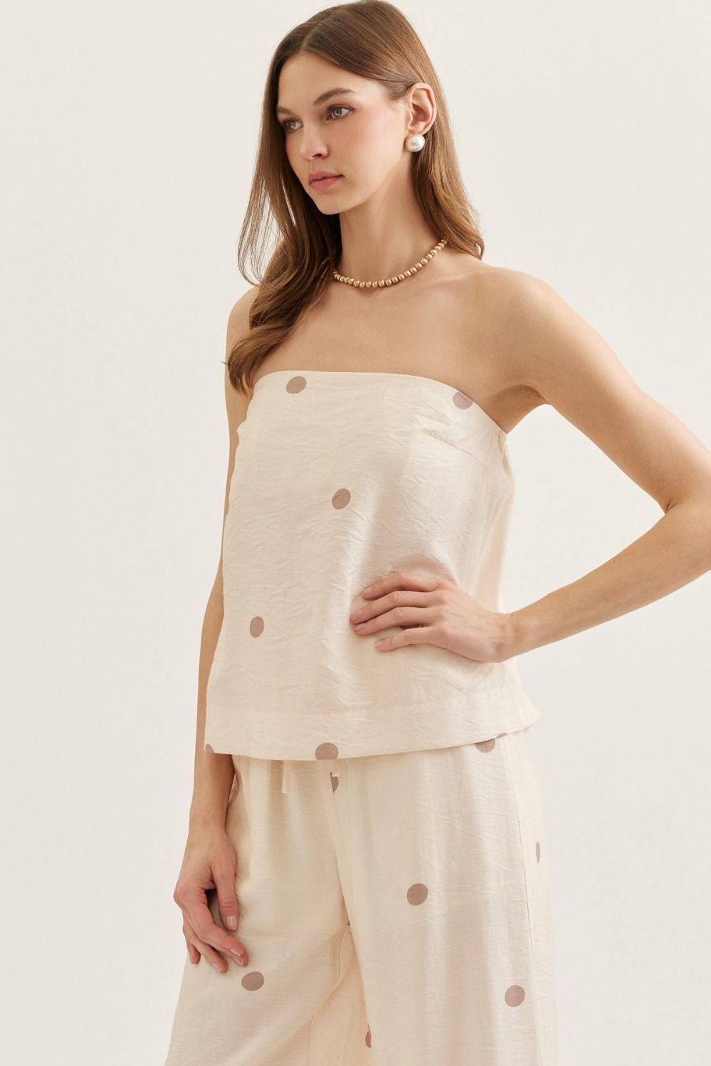 Ecru Polka-Dot Linen Set