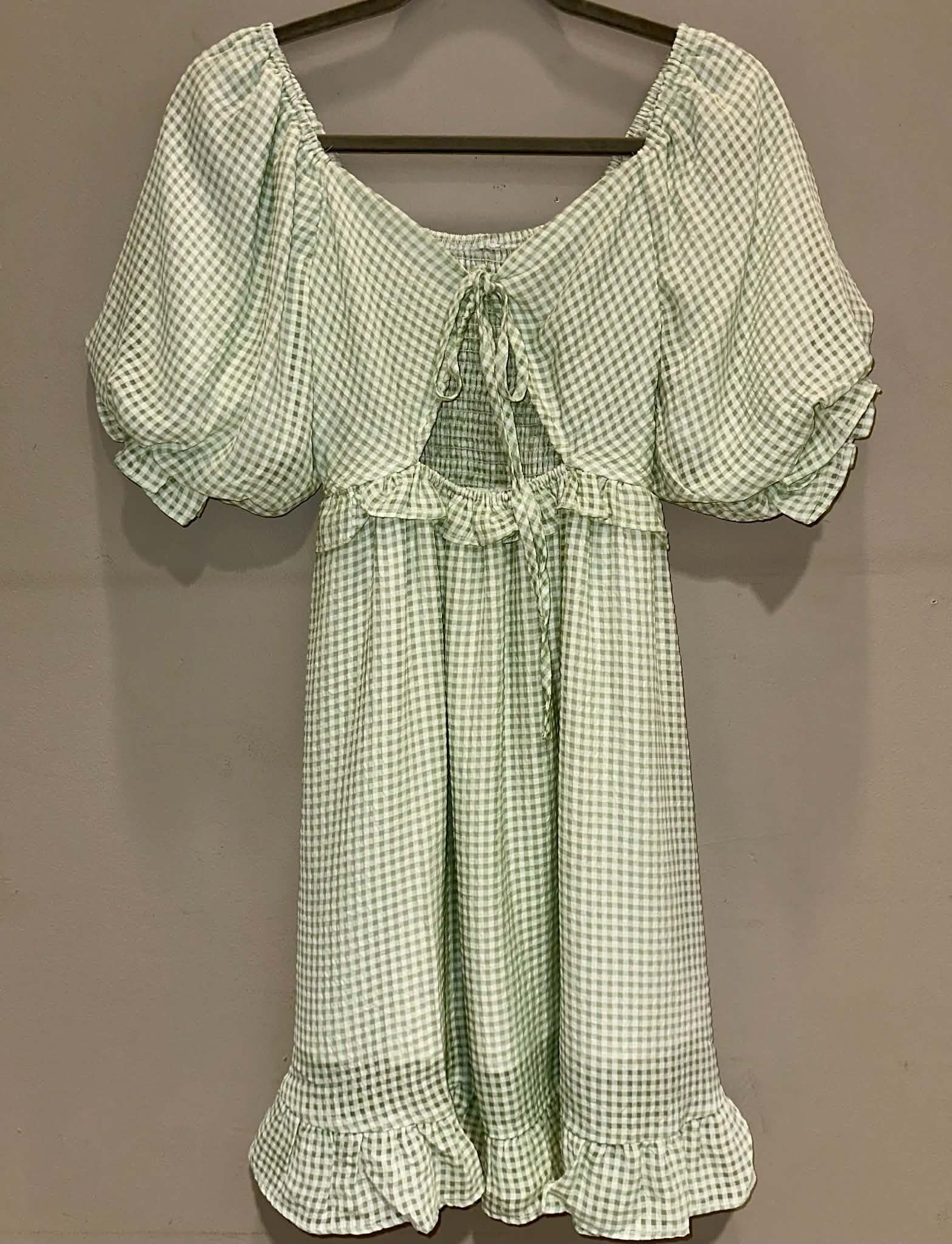 Green Gingham Reversible Dress
