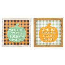 Fall Picnic Plaid Pumpkin Sign