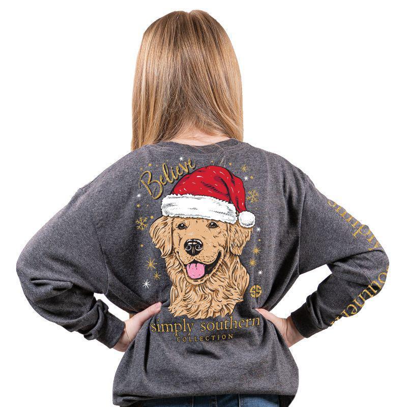 Youth LS Santa Dog Dark Heather Grey