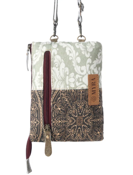 Wild Baroque Phone Crossbody in black with leather detail