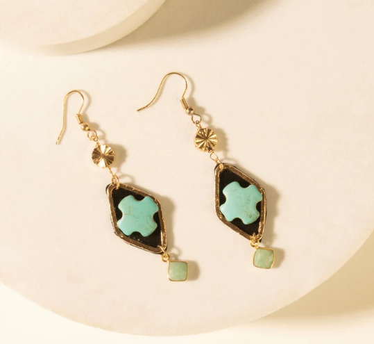 Four Trails Clover Earrings in Desert Turquoise