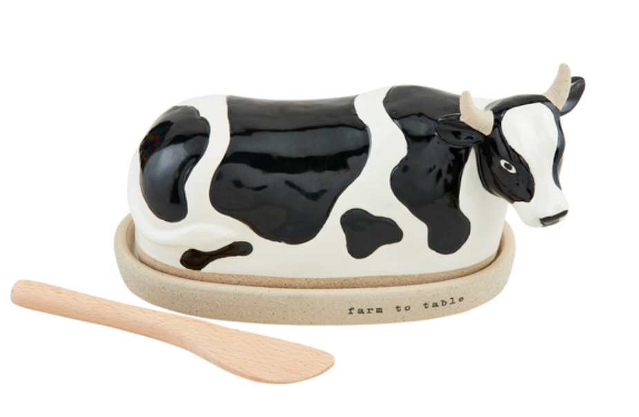 Cow Stoneware Butter Dish