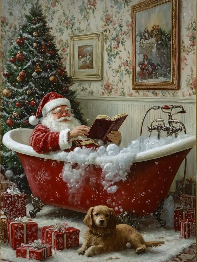 Classic Santa Bathtub Picture