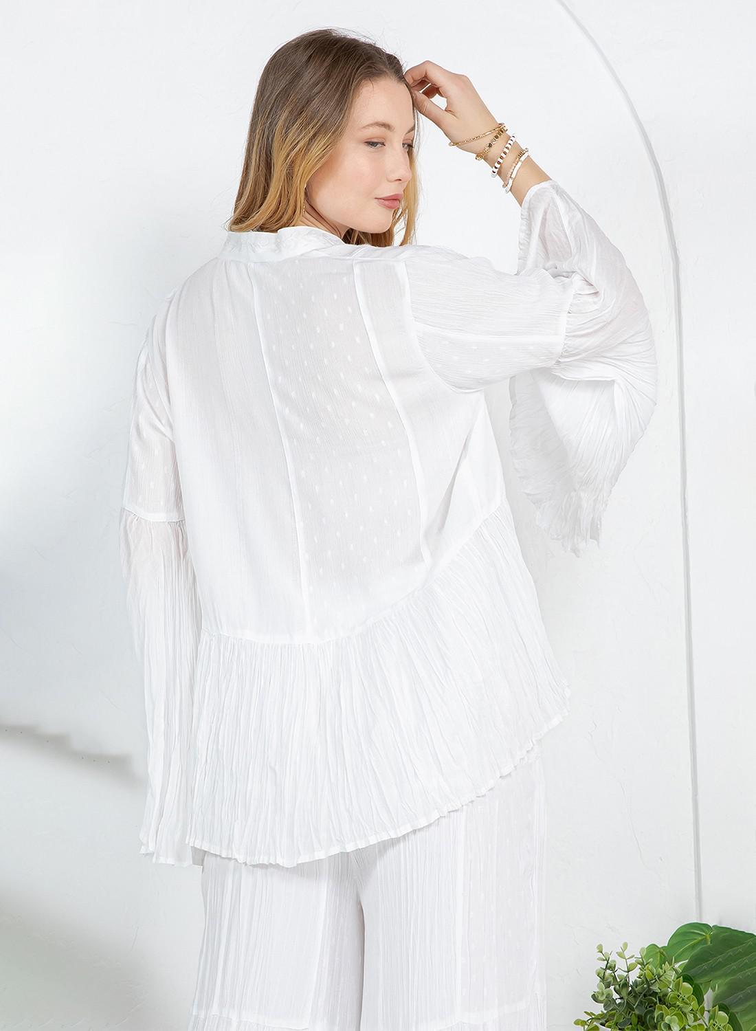 White Elegant Kimono Frill Shrug
