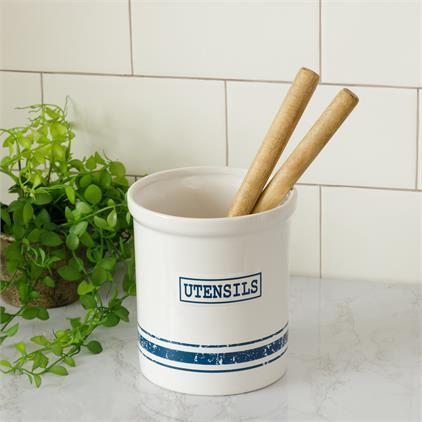 Blue Stripe Utensil Crock