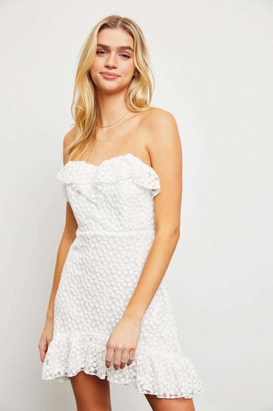 White Daisy Ruffle Dress