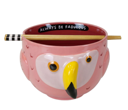 Flamingo Bowl with Chopsticks