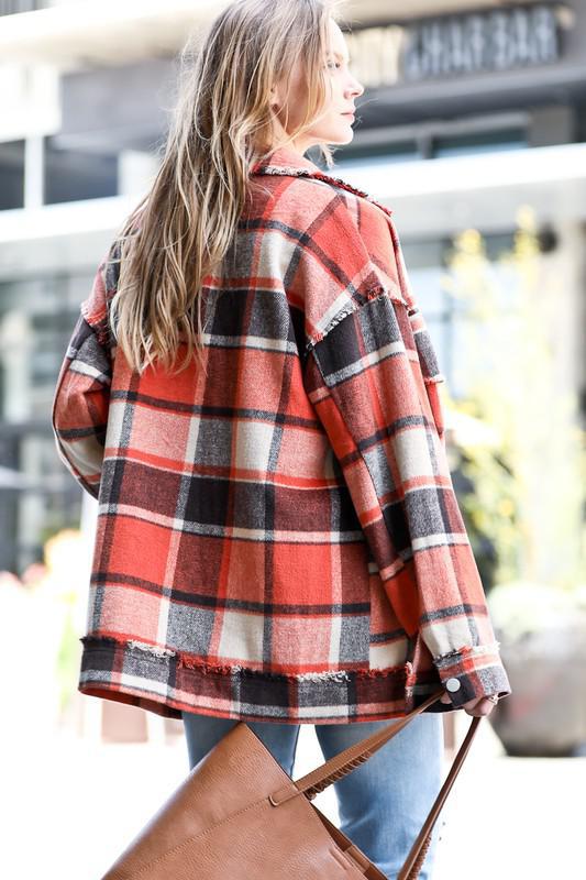 Rust Raw Edge Shacket