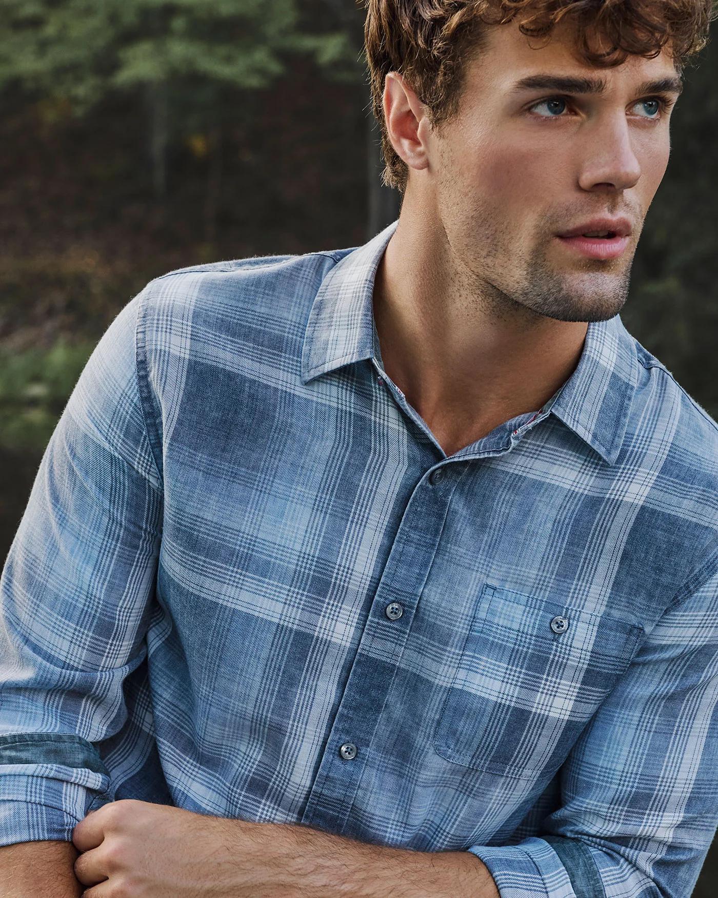 FELTON VINTAGE SOFT SHIRT - BLUE/CHARCOAL