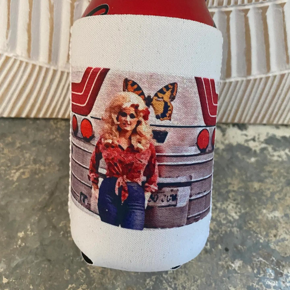Dolly On the Road Neoprene Can Sleeve