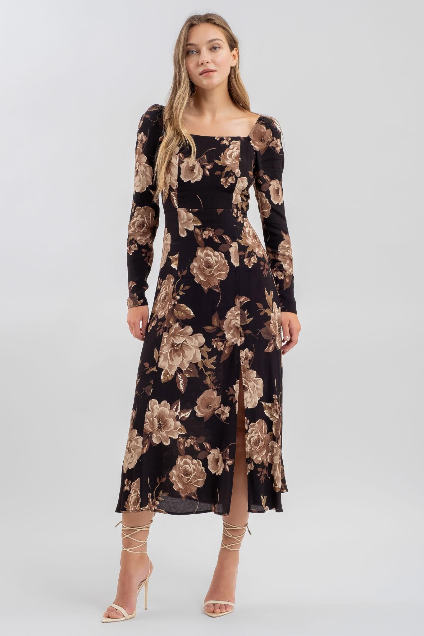 Floral Square Midi Dress