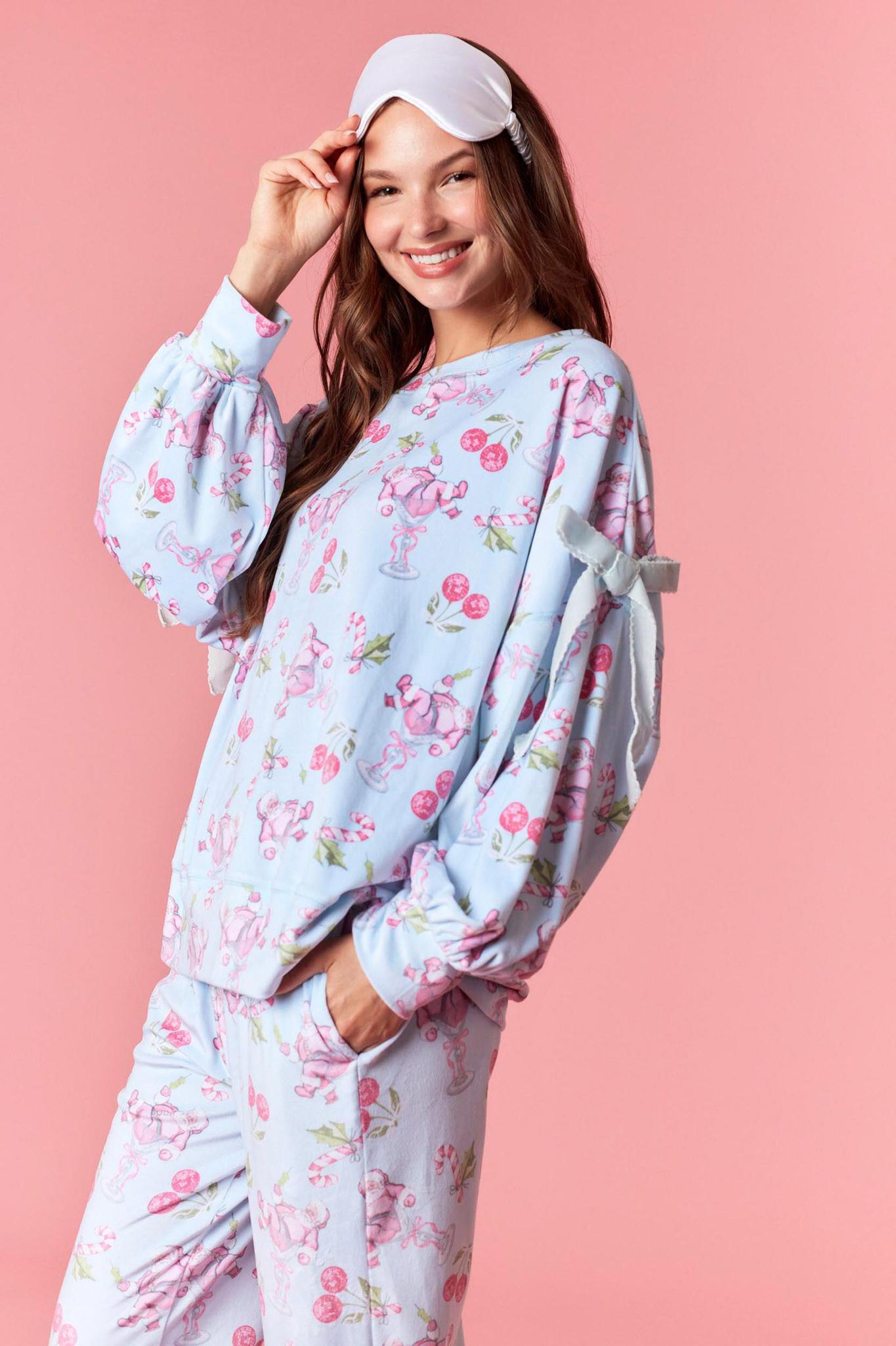 Velvet Bow Cherry Santa Claus Velour Sweatshirt