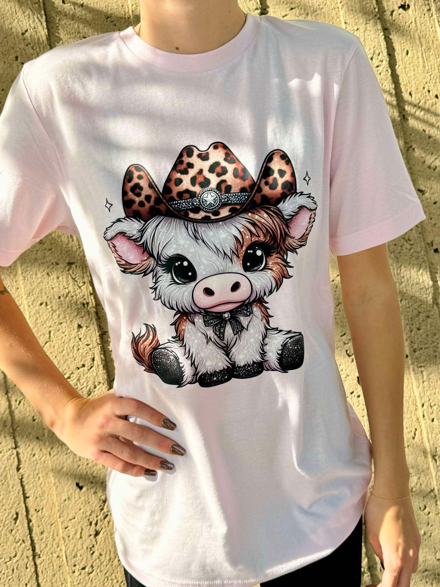 Cowboy Cow Pink Tee