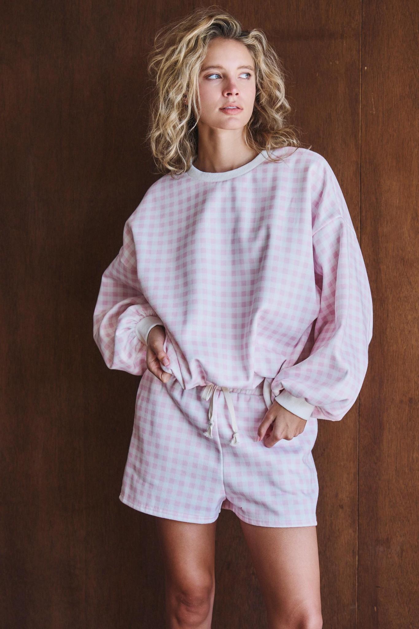 Pink Gingham Cozy Lounge Set