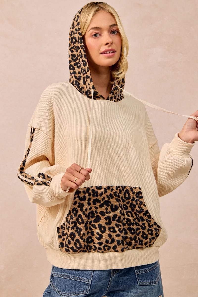 Waffle Thermal Leopard Mix And Match Hoodie