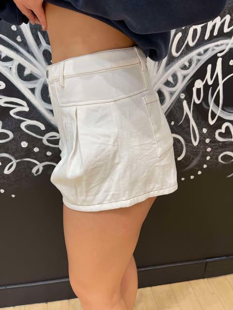 Pleated White Short Shorts