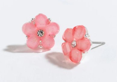 Pink Stone Flower Earrings