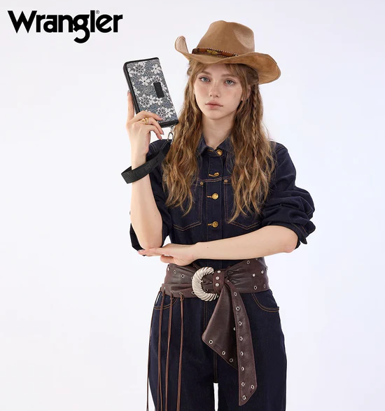 Wrangler Lace Floral RFID Blocking Zip Around Wallet