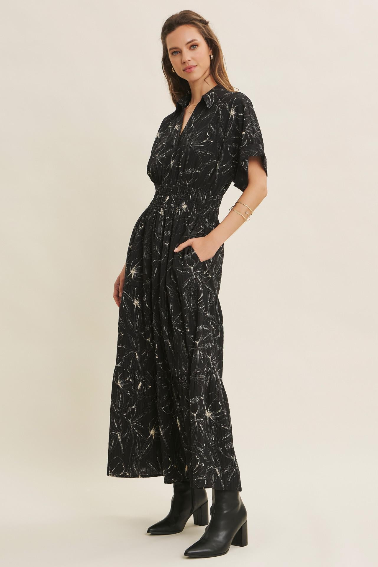 Romantic Floral Maxi Dress with Tiered Ruffles