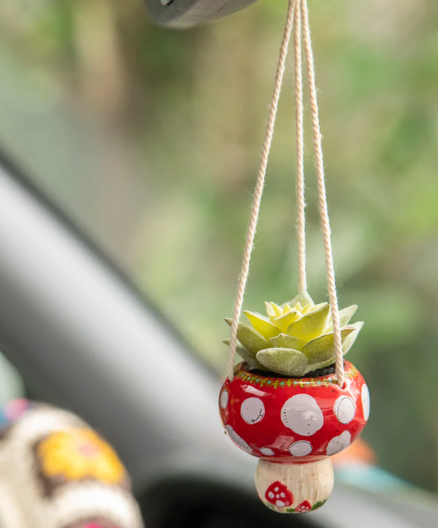 Faux Succulent Car Charm - Mushroom