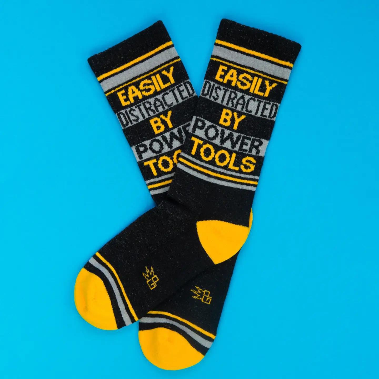 Easily Distracted By Power Tools Gym Crew Socks